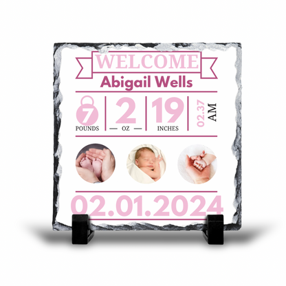 Add your own photos | personalised gifts | Unique Gifts | Personalised Birth Stats Slate | Little Gifts Co