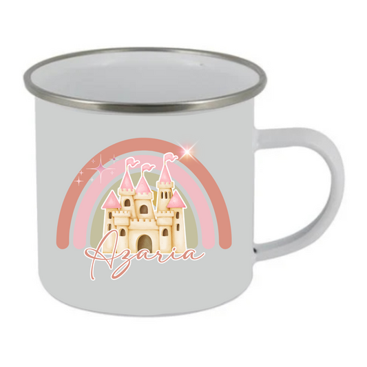 Personalised Boho Castle Enamel Mug