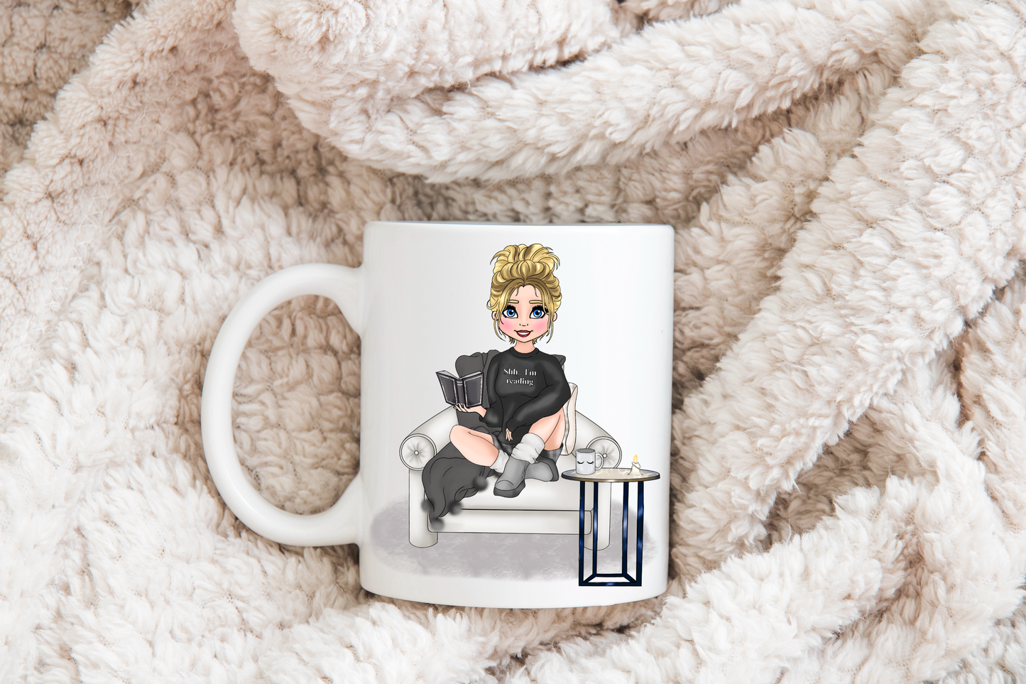 Add your own photos | personalised gifts | Unique Gifts | Reading Dolly Mug | Little Gifts Co