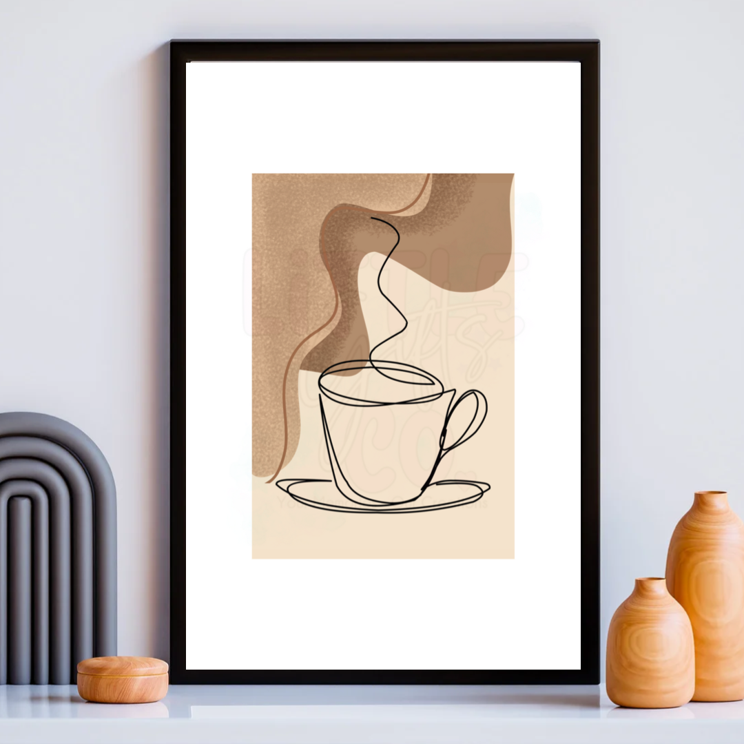 A4 Boho Coffee Line Art Print