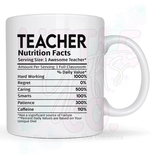 12oz Teacher Nutrition Facts Mug with Gift Box