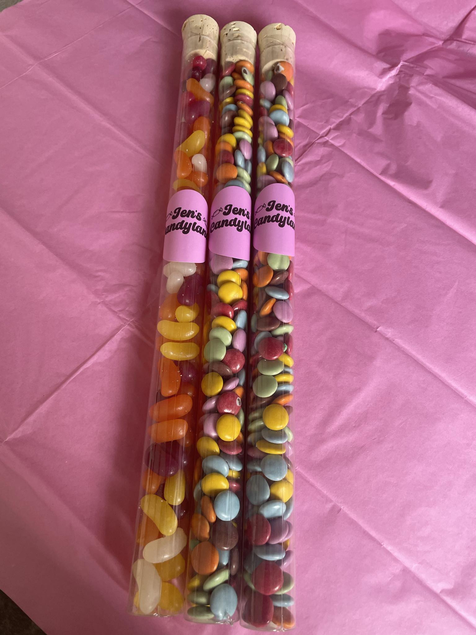 Large Tubes Filled with Jelly Beans or Smarties