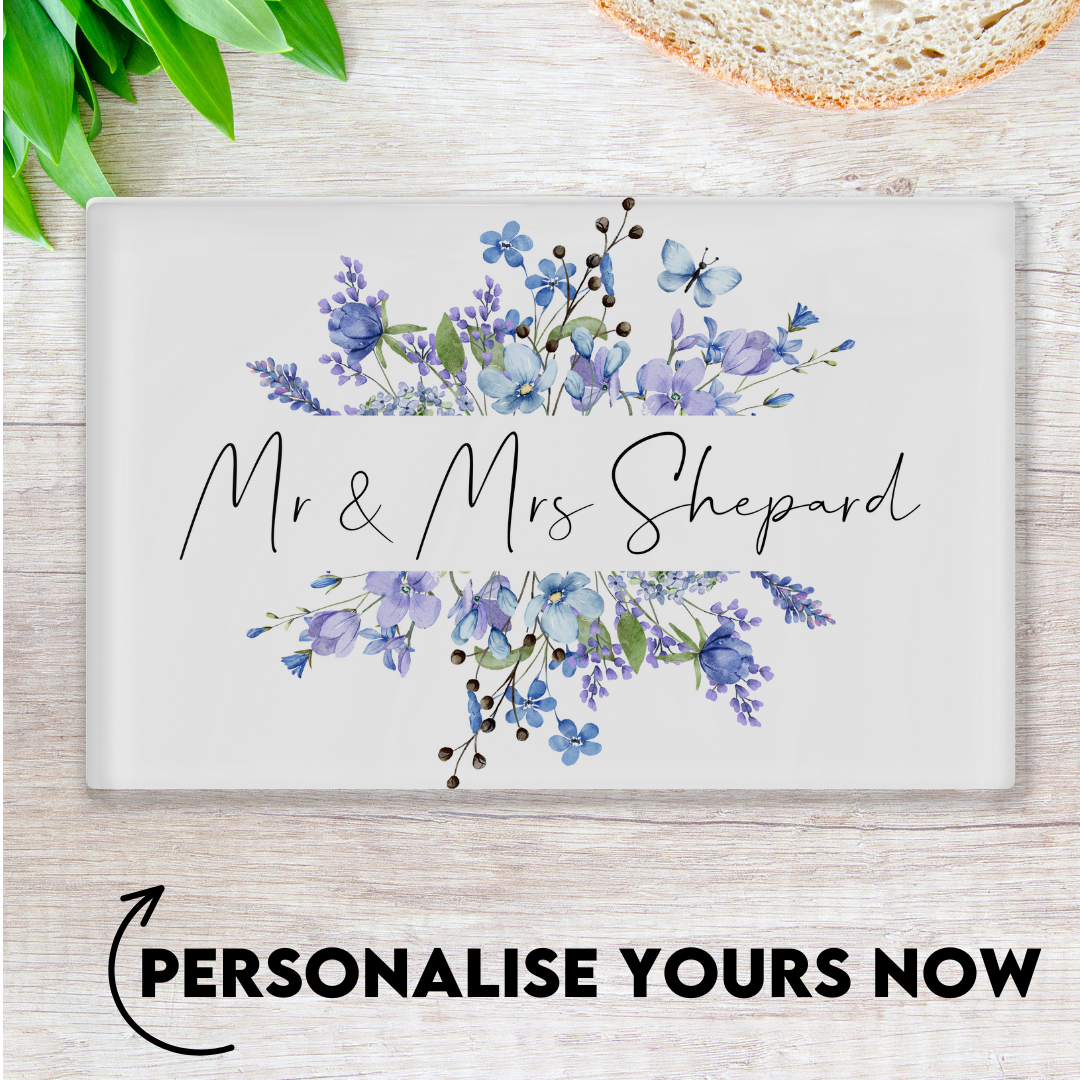 Add your own photos | personalised gifts | Unique Gifts | Personalised Names Flower Chopping Board | Little Gifts Co