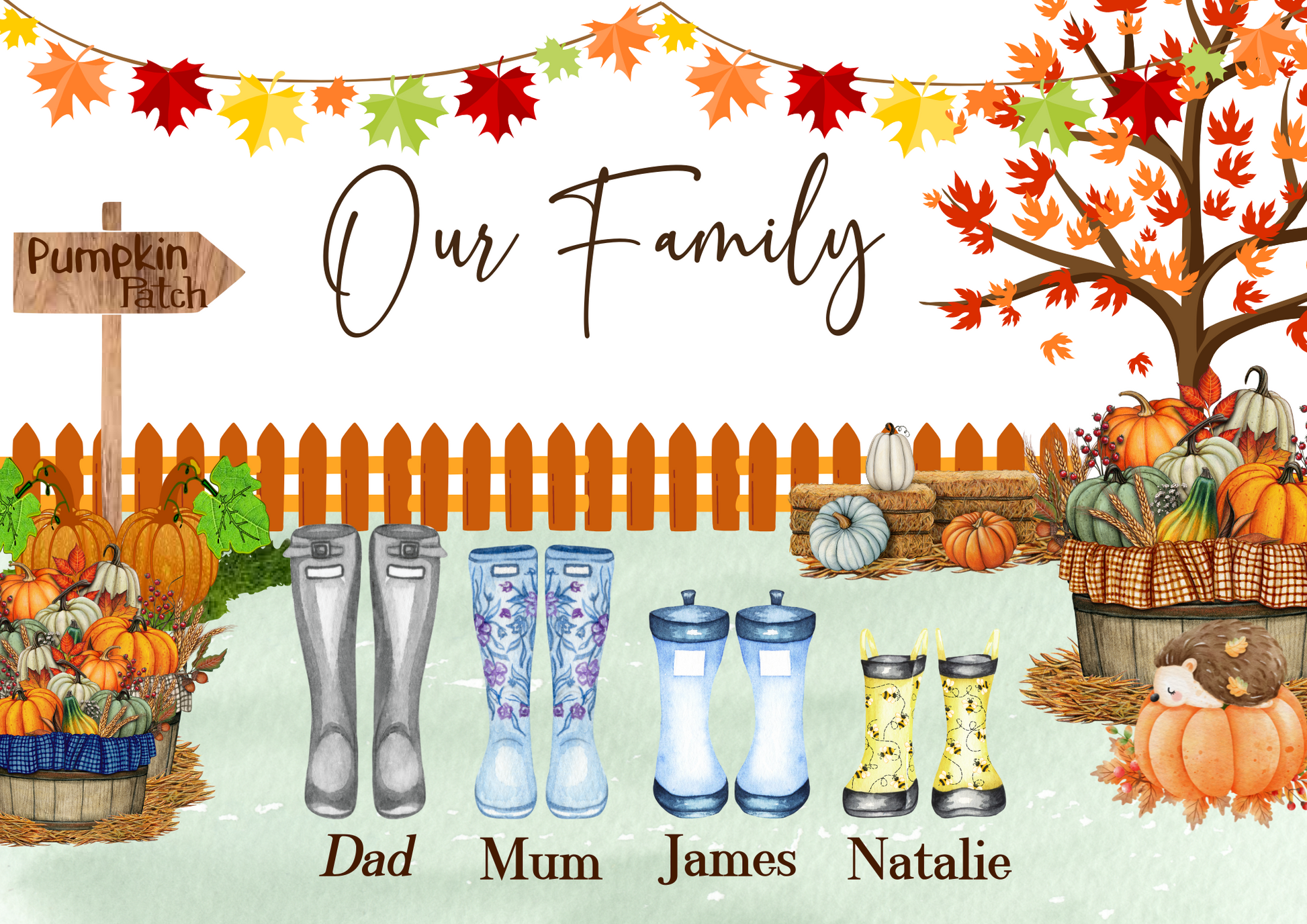 Add your own photos | personalised gifts | Unique Gifts | Autumn Our Family A4 Print | Little Gifts Co