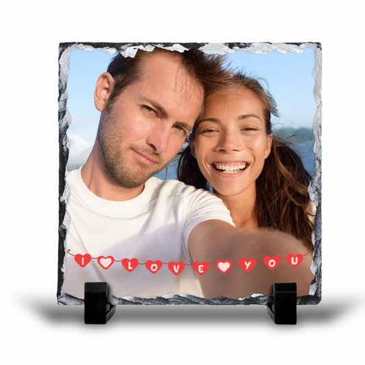 Add your own photos | personalised Photos | Unique Gifts | I Love You Custom Slate (20x20cm)