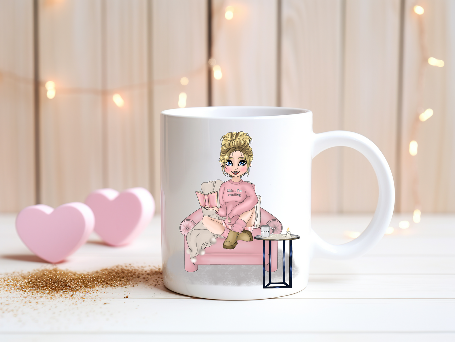 Add your own photos | personalised gifts | Unique Gifts | Reading Dolly Mug | Little Gifts Co