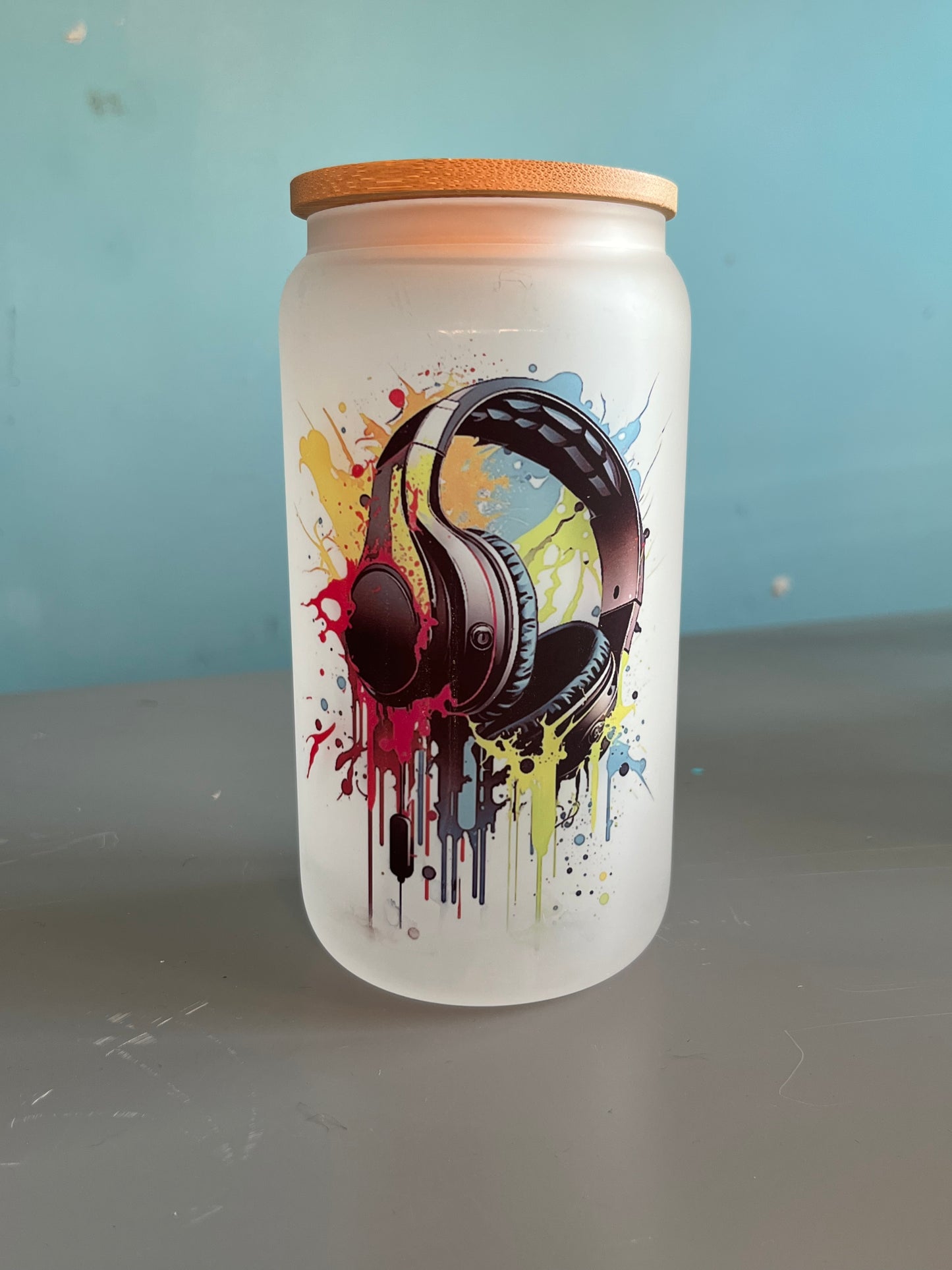 Add your own photos | personalised gifts | Unique Gifts | Water Colour Headset Bamboo Cup | Little Gifts Co