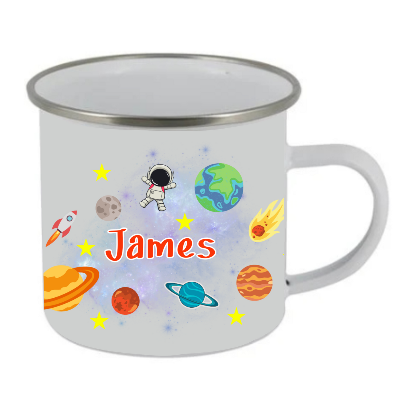 Personalised Space Enamel Mug