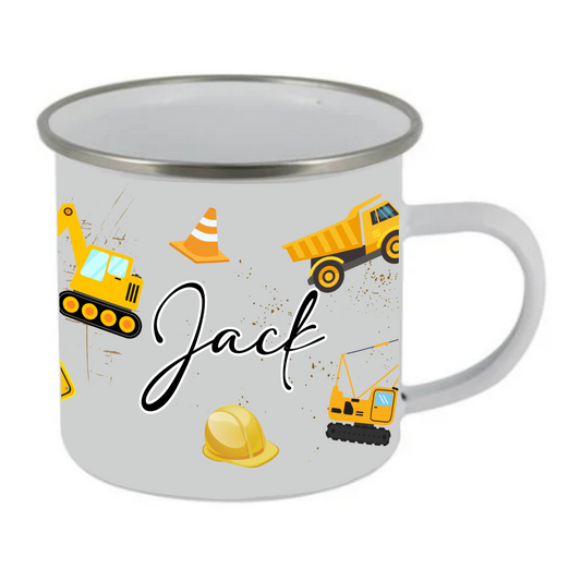 Personalised Construction Enamel Mug