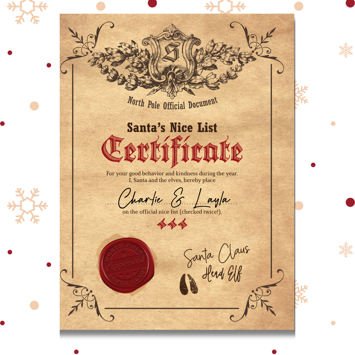 Personalised Nice List Certificate & Letter