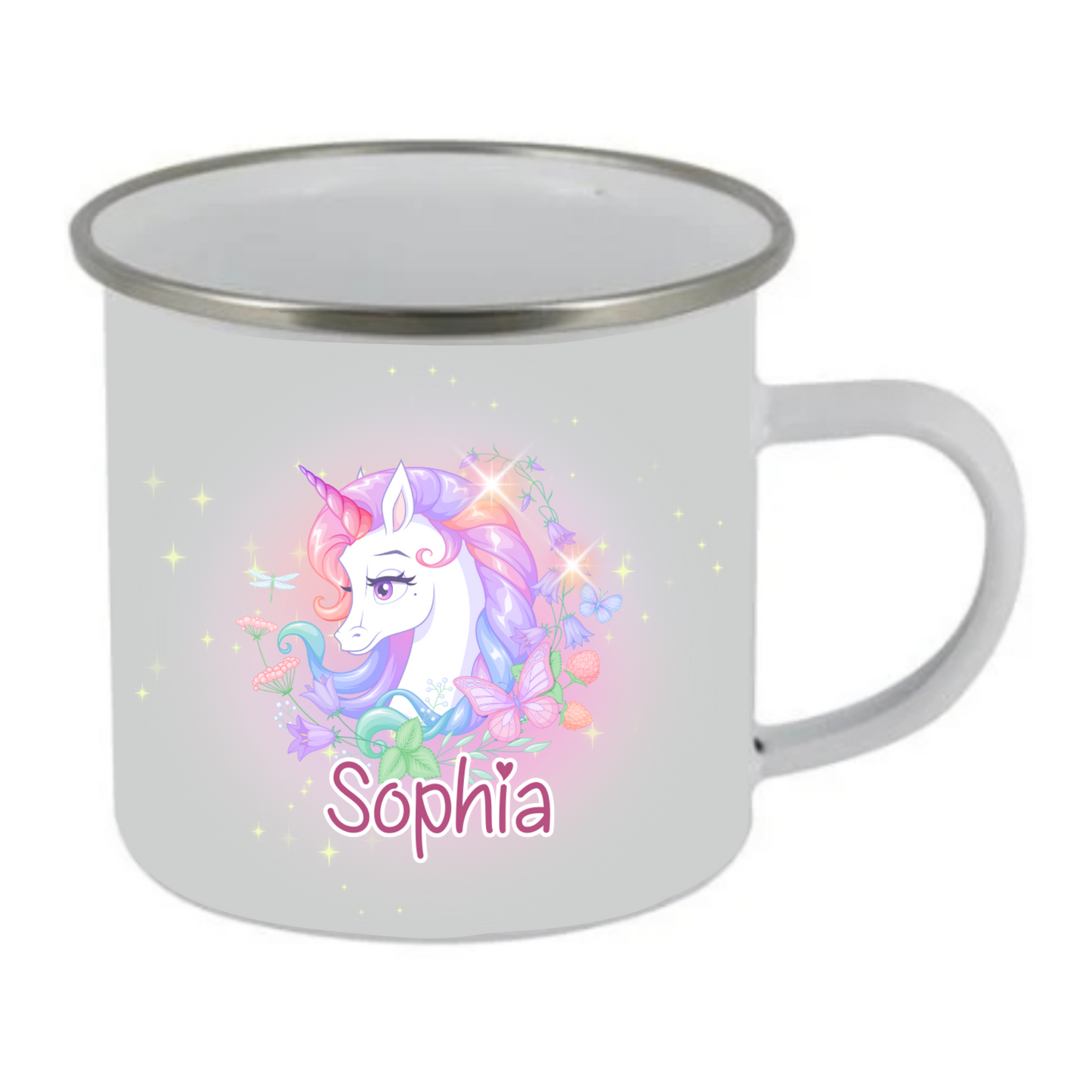 Personalised Unicorn Enamel Mug