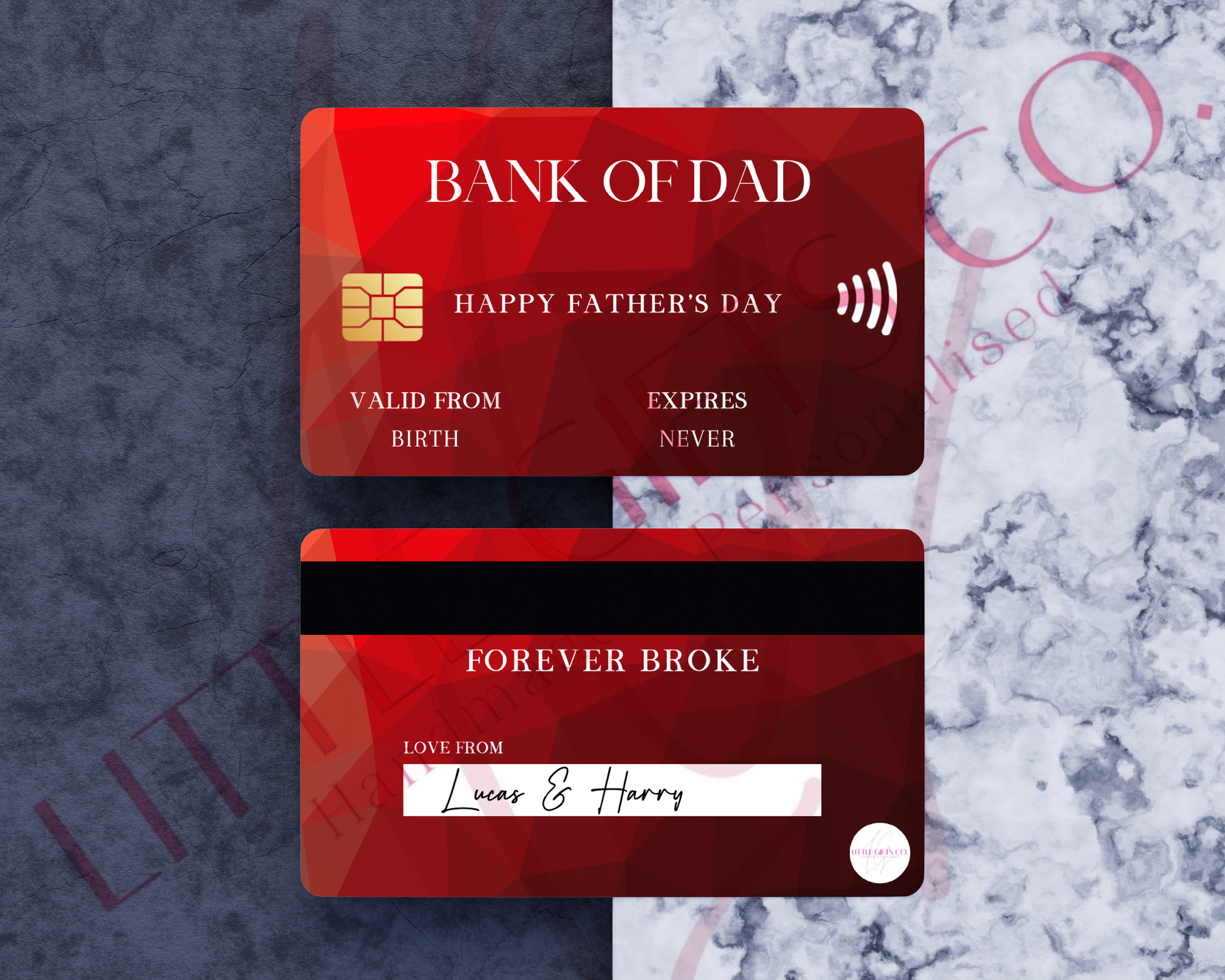 Add your own photos | personalised gifts | Unique Gifts | Personalised Bank Of Dad Wallet Card | Little Gifts Co