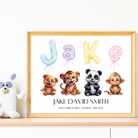 Add your own photos | personalised gifts | Unique Gifts | Personalised Balloon Baby Animal Print | Little Gifts Co