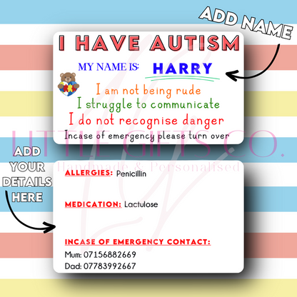 Add your own photos | personalised gifts | Unique Gifts | Personalised Autism ID/Medical Lanyard & Card | Little Gifts Co