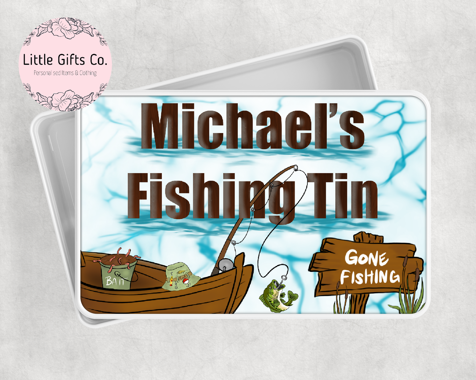 Add your own photos | personalised gifts | Unique Gifts | Personalised Fishing Tin | Little Gifts Co