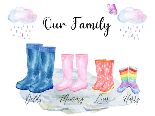 Add your own photos | personalised gifts | Unique Gifts | Welly Boot Custom Family Print | Little Gifts Co