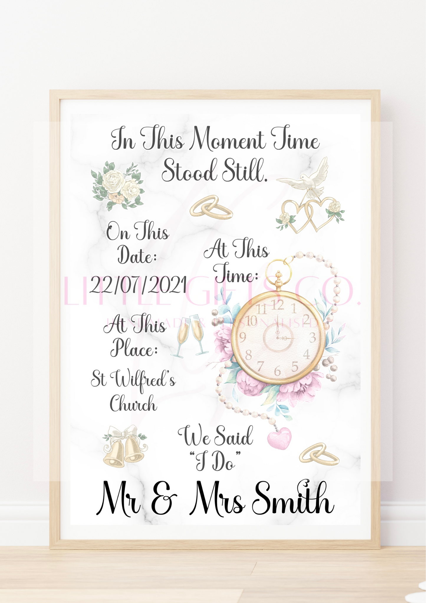 Personalised Wedding Time Stood Still Print