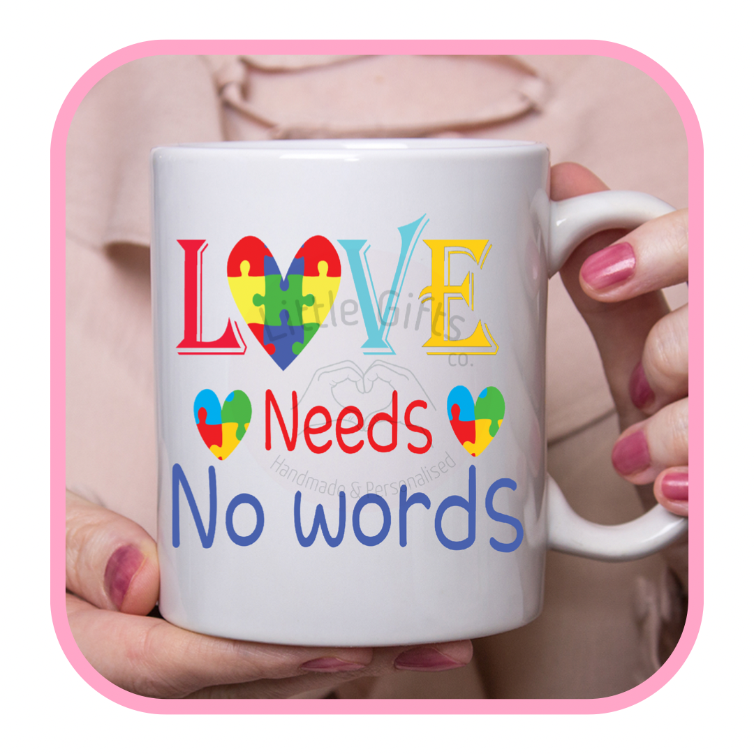 Add your own photos | personalised gifts | Unique Gifts | Love Needs No Words Mug | Little Gifts Co