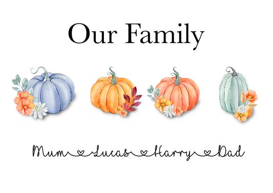 Add your own photos | personalised Photos | Unique Gifts | Family Pumpkin Print